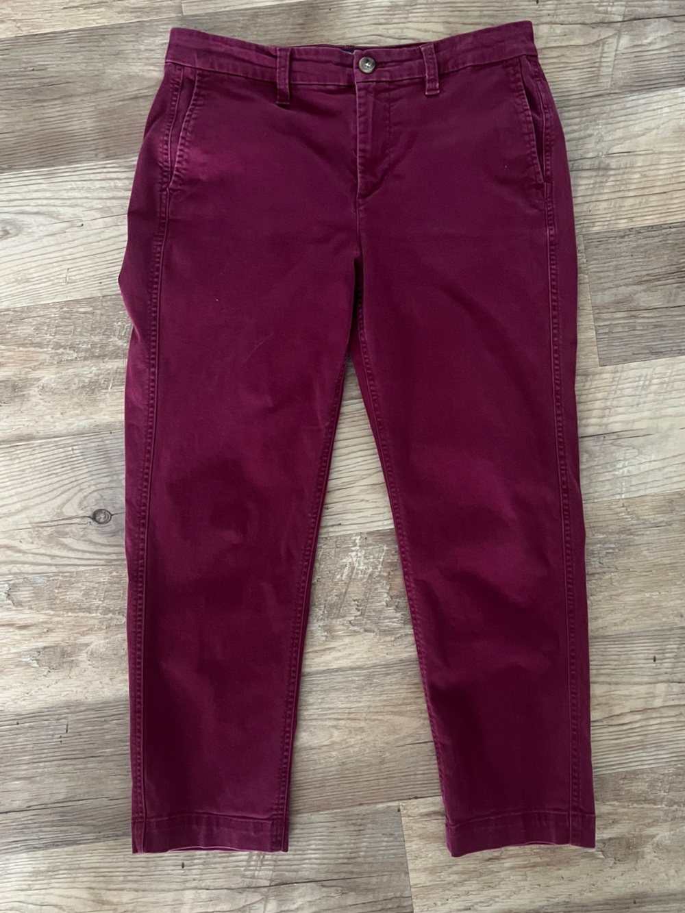 J.Crew High-Rise Girlfriend Chino Pants Maroon / Burgundy - Size 8 Petite (8P)